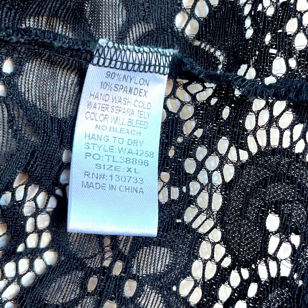 Black Lace Semi Sheer Top 90s Whimsigoth Romantic Neo-Victorianism Lingerie - Picture 9 of 9